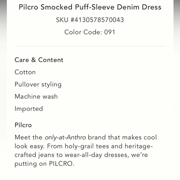 Anthropologie Smocked Puffed sleeve Denim Midi Dress - Picture 5 of 5